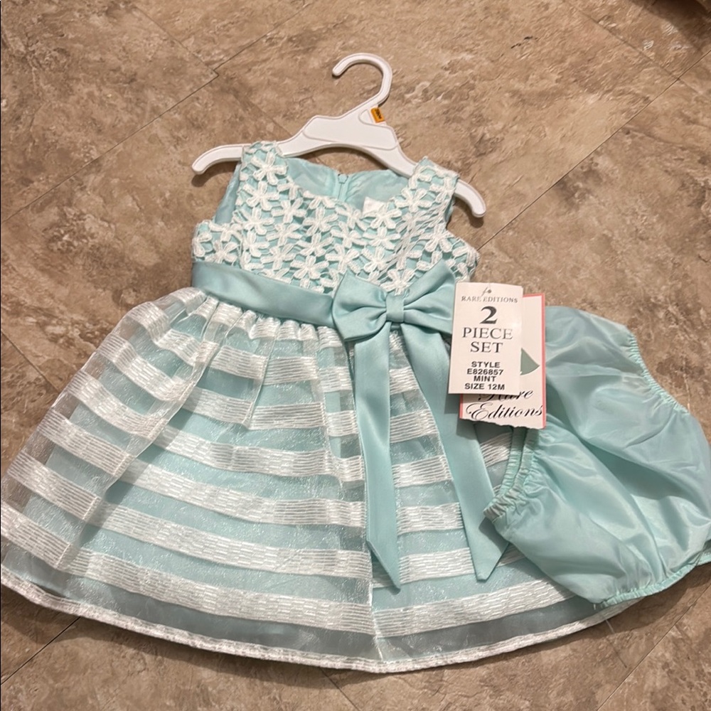 Rare Editions Blue and White Fit and Flare Wedding Guest Dress